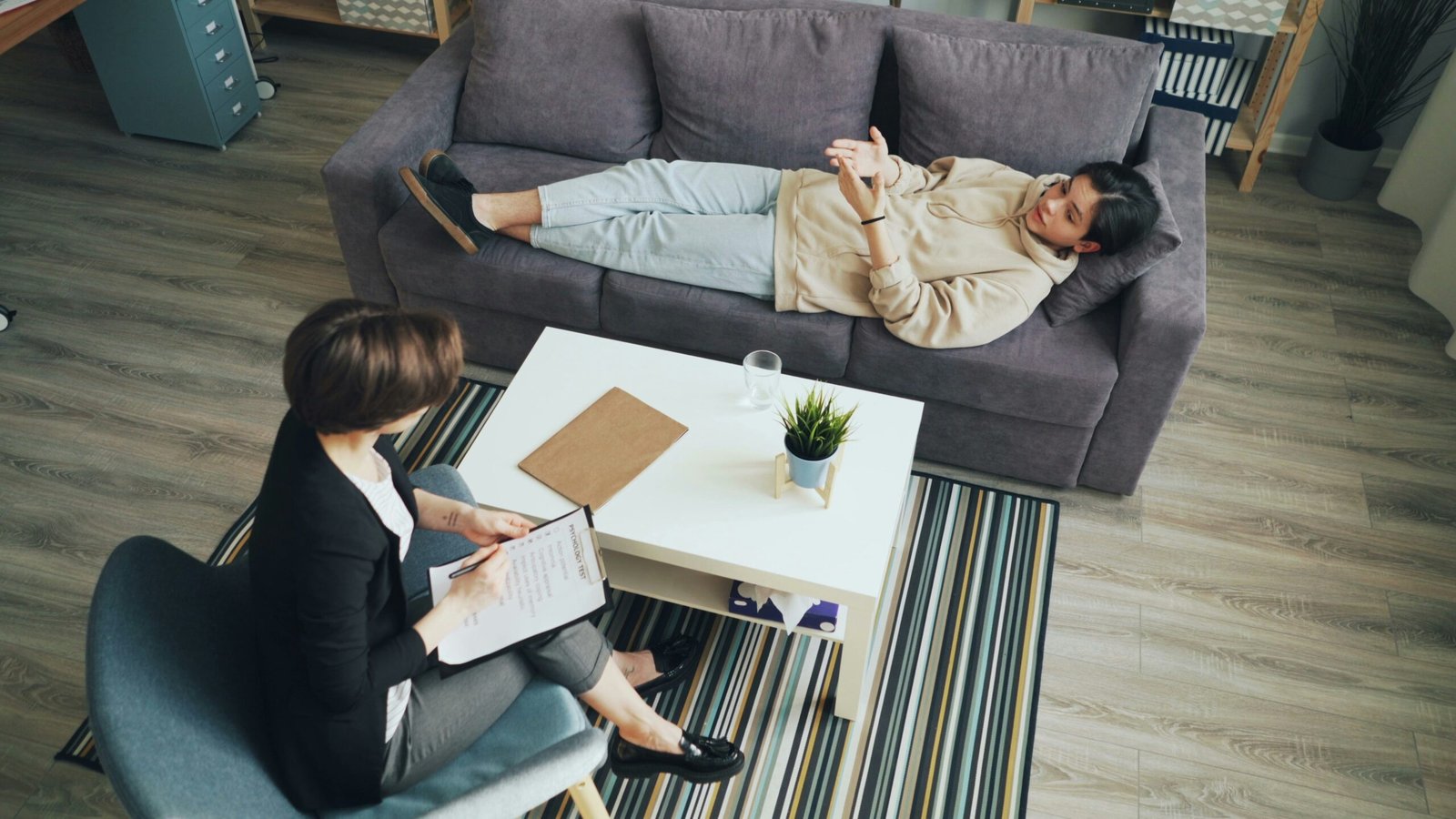 Client and therapist in conversation during an individual therapy session